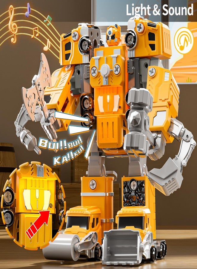 WATUDOU Toys for Ages 5-7, 5-in-1 Take Apart Construction Vehicle Trucks Transform to Robot, 5 6 7 8 Year Old Boy Christmas Birthday Gift Ideas, Robot Toys for Kids 4-8 - Image 2